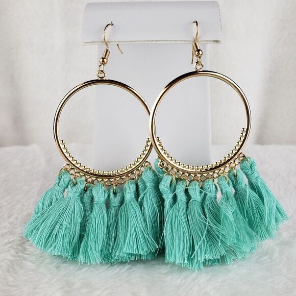 Tassels and Hoop Drop Earrings - Picture 1 of 2
